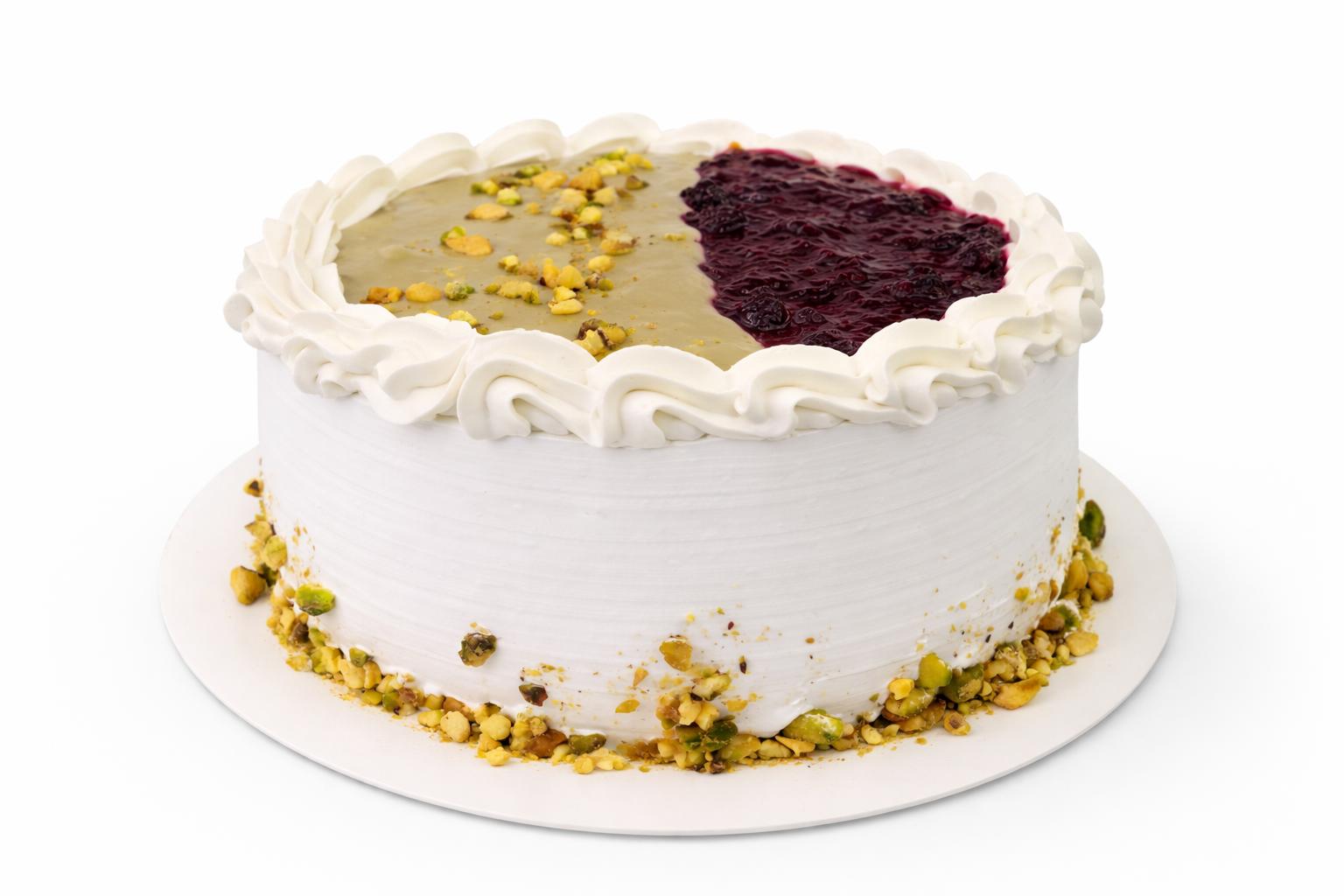 Torta Pistache com Frutas Vermelhas